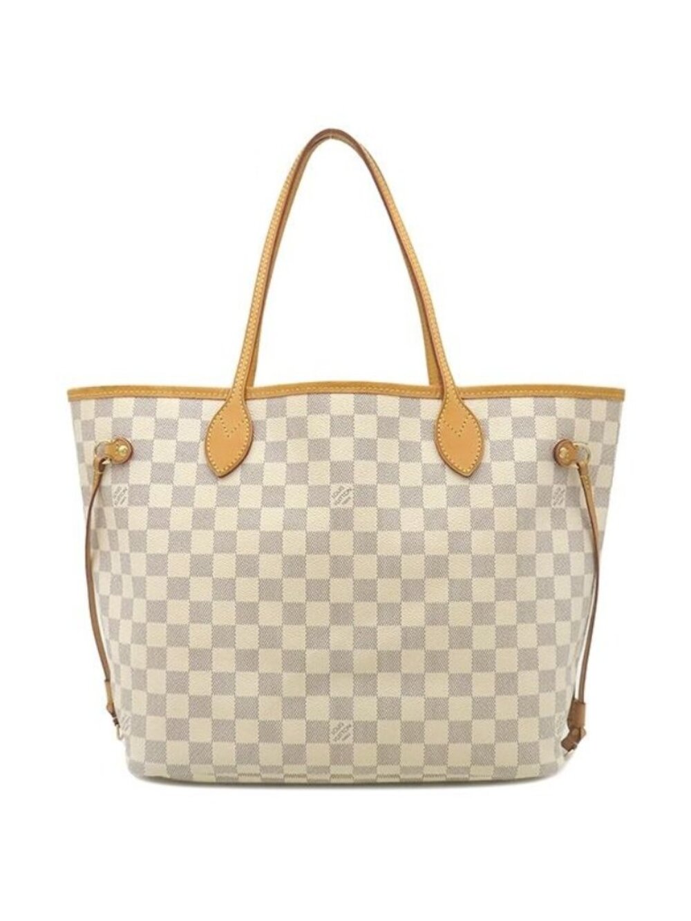 Louis Vuitton Tote Bag Neverfull MM Damier Azur Canvas Gold Beige Vintage